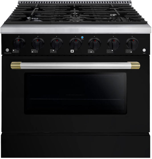 36" Black Freestanding Gas Range