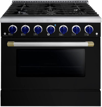 36" Black Freestanding Gas Range