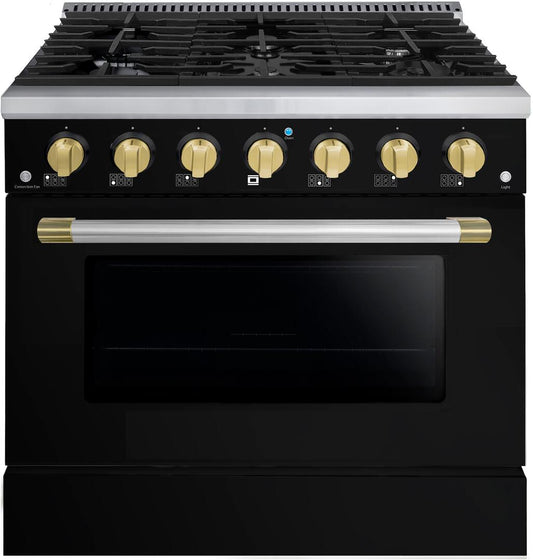 36" Black Freestanding Gas Range