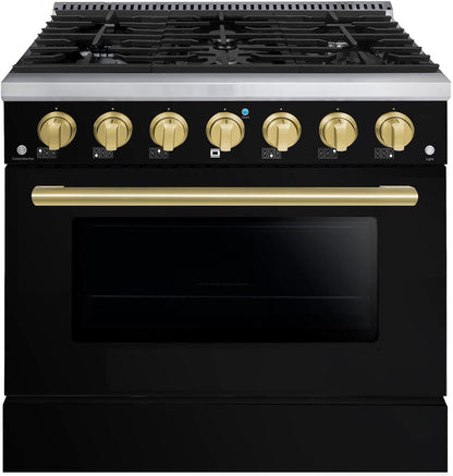 36" Black Freestanding Gas Range