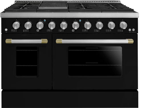 48" Black Freestanding Gas Range