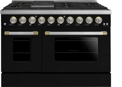 48" Black Freestanding Gas Range