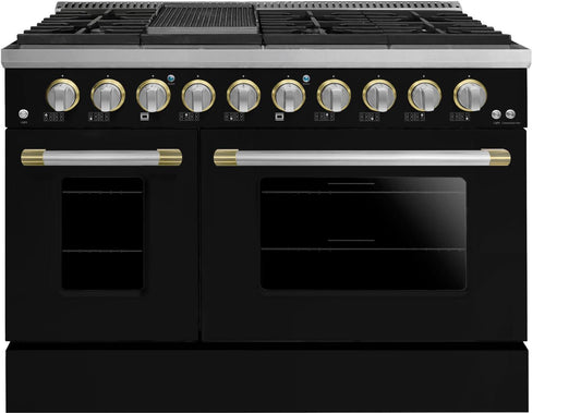 48" Black Freestanding Gas Range