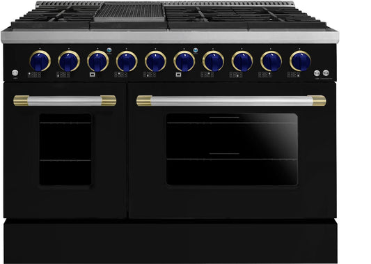 48" Black Freestanding Gas Range