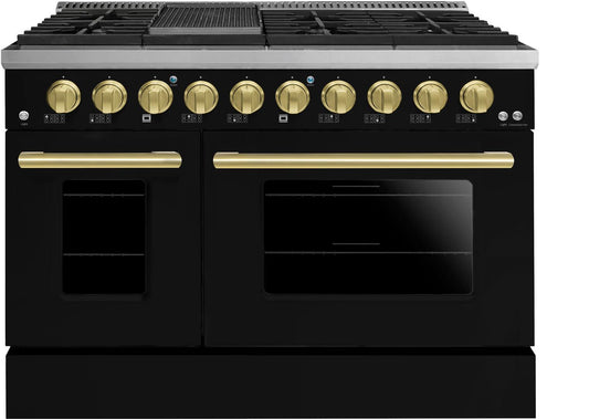 48" Black Freestanding Gas Range