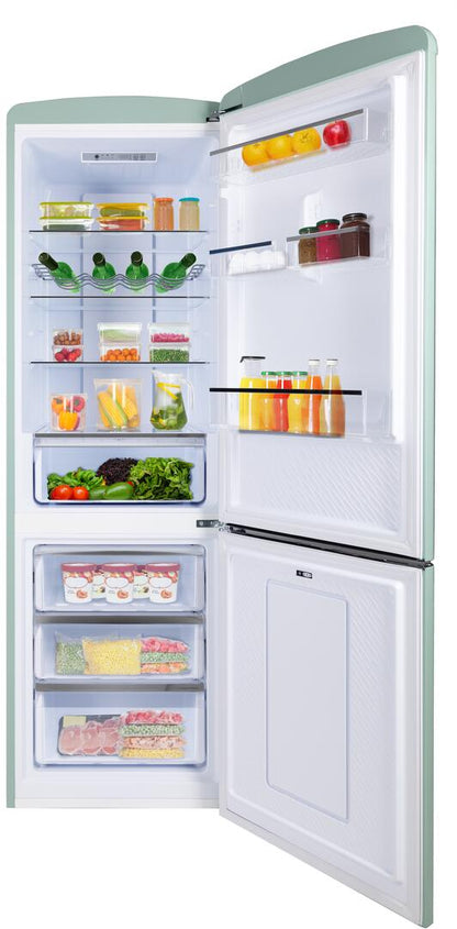 24" Green Freestanding Bottom Freezer Refrigerator