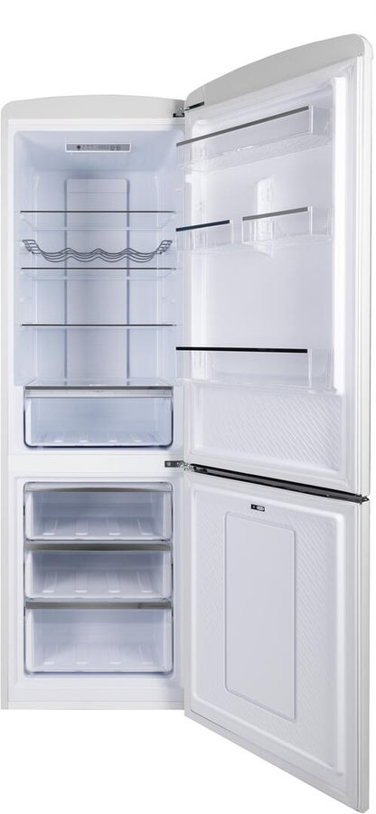 24" White Freestanding Bottom Freezer Refrigerator