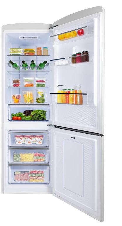 24" White Freestanding Bottom Freezer Refrigerator