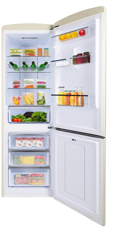 24" Cream Freestanding Bottom Freezer Refrigerator