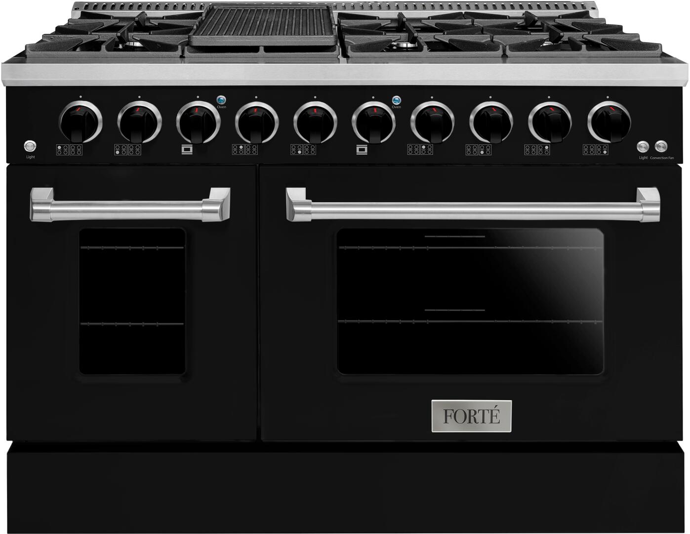 48" Black Freestanding Gas Range